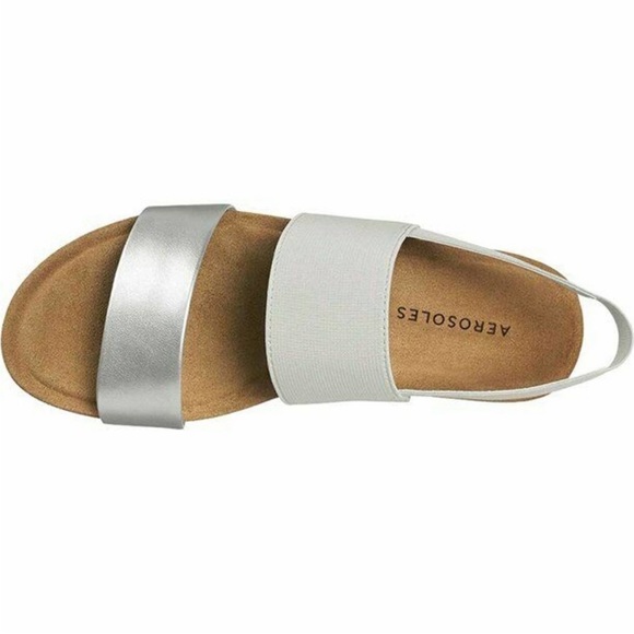 Aerosoles Women's Hoboken Slingback Sandal Silver Faux Leather/Elastic Size 10.5 - Picture 4 of 8